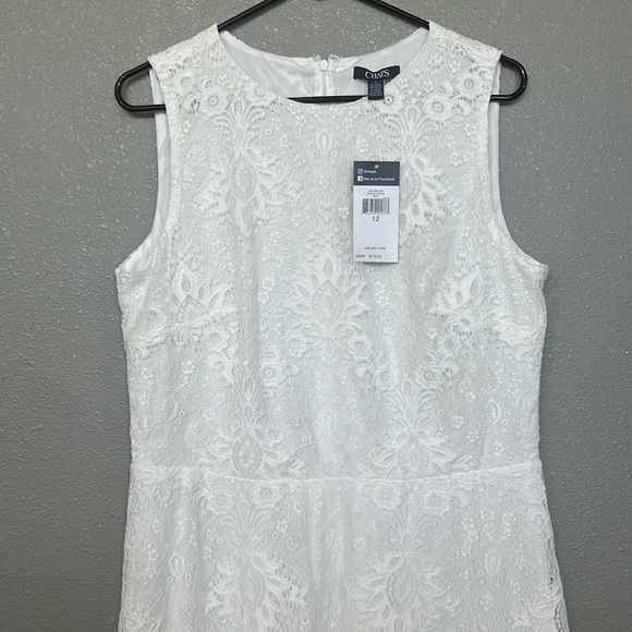 NWT Chaps White Lace Short Sleeve Dress Size 12 - Picture 2 of 10